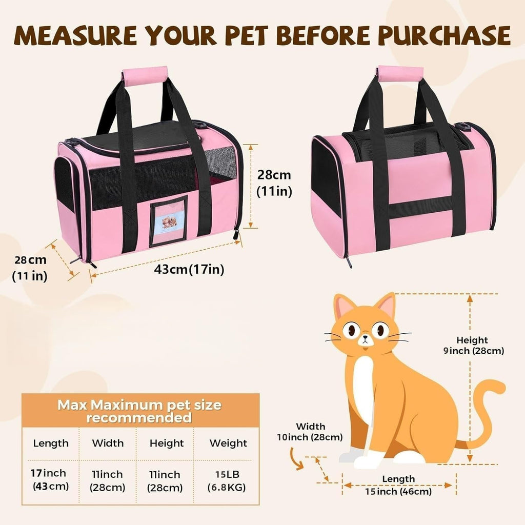 Soft Cat Carrier (Up to 16 Lbs),Small Dog Bag Soft-Sided Cat Carriers