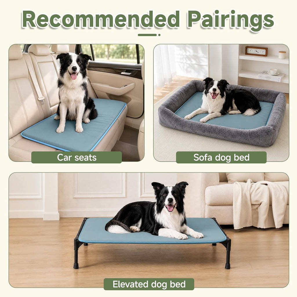 Outdoor XL Dog Crate Pad Bed, Waterproof Wipeable Mat, 41", Dusty Blue