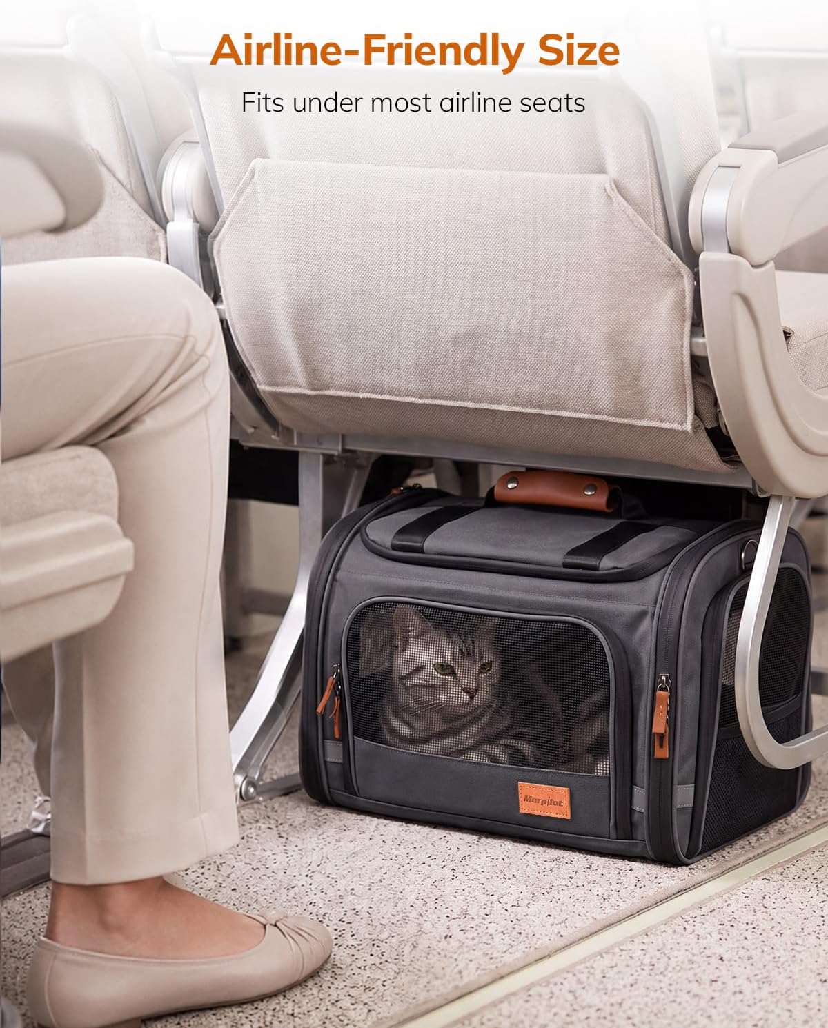 Morpilot Expandable Soft Cat Carrier for Air Travel, 16 x 11 x 11in