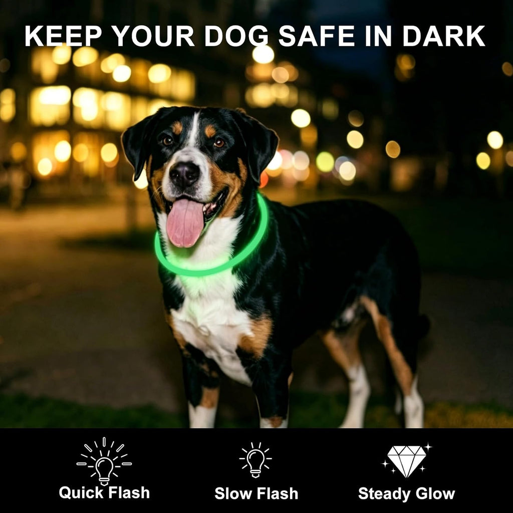 2-Pack LED Dog Collar, Light Up Dog Collars,Rechargeable Dog Lights for Night Walking，Universal, Reusable Safety Necklac