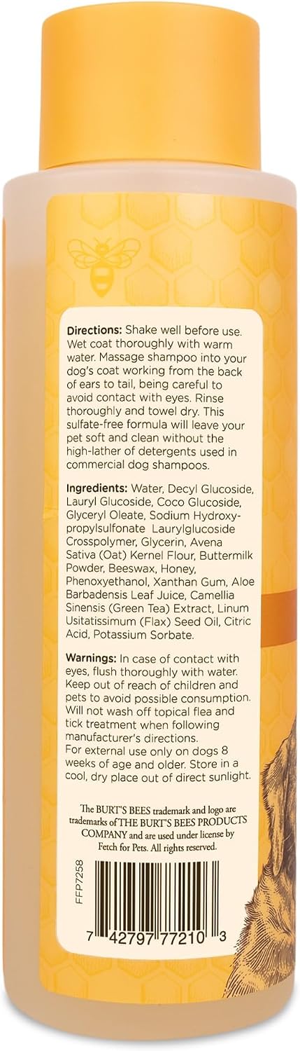 Burt's Bees for Pets Oatmeal Dog Shampoo, Puppy and Adult, 16 Fl Oz