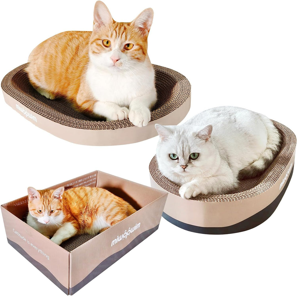 3-Piece Cat Scratcher Set, Oval Bowl Nest for Indoor Cats