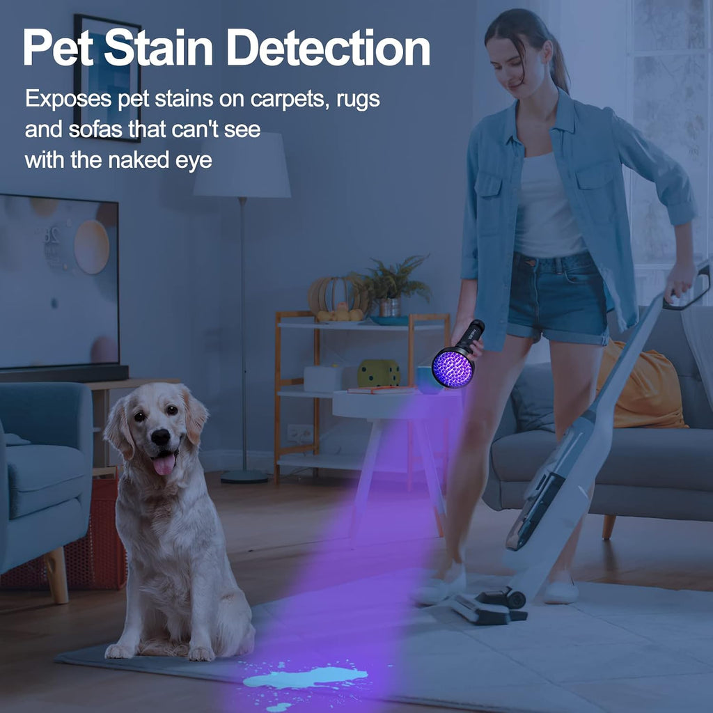 Vansky Black Light UV Flashlights, Ultra Bright 100 LED 395nm Ultraviolet Blacklight Detector for Dog Cat Pet Urine, Dry