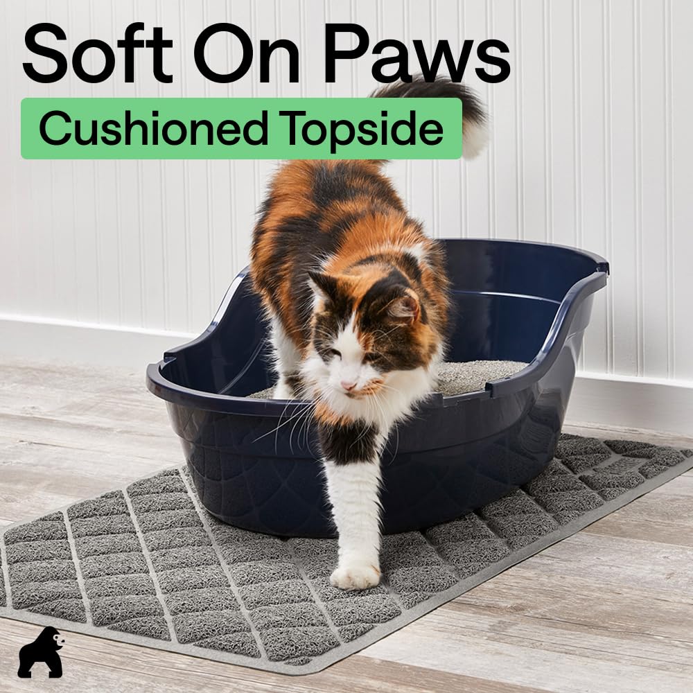 GORILLA GRIP Cat Litter Mat, Coiled Mesh Trapping Mats, 24x17 Gray