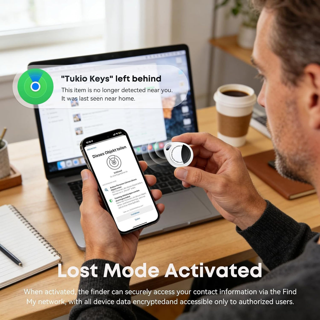 Bluetooth Air Tracker -4 Pack with Hybrid Armor Case, Compatible with Apple Find My (iOS Only), Item Finder for Keys Lug