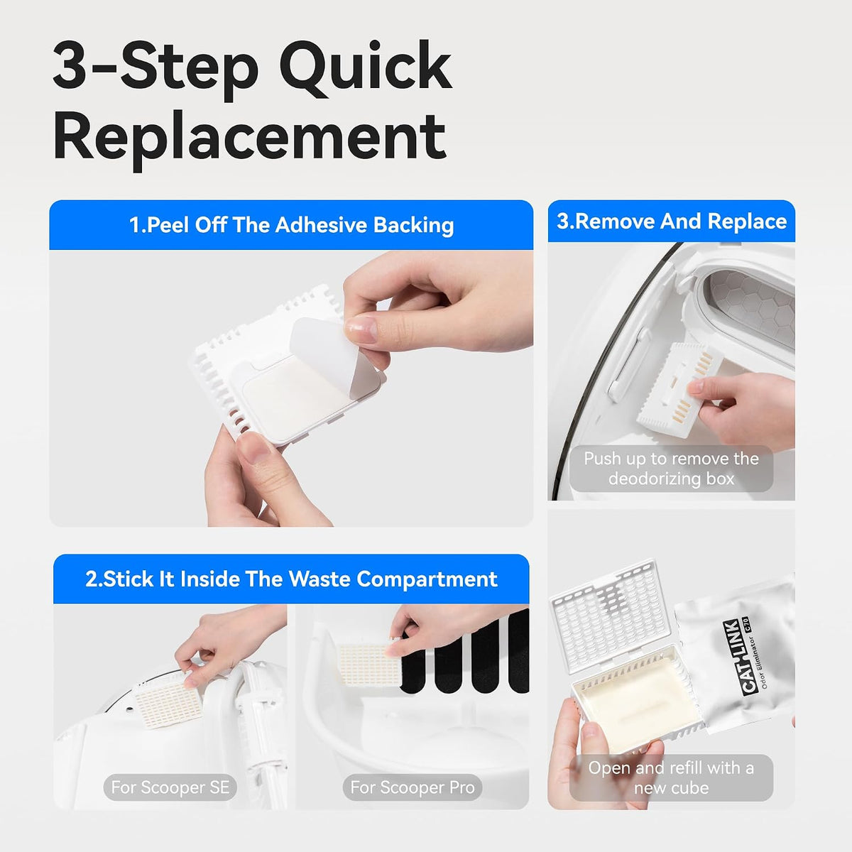 CATLINK C70 Odor Eliminator Replacement for Automatic Litter Box, 3Pcs