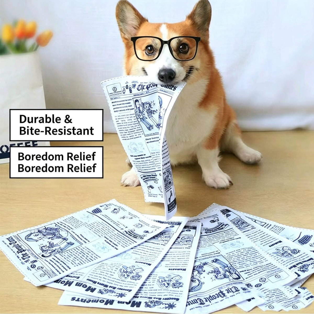 Newspaper Dog Toy Interactive No Stuffing Non-Shredding Washable