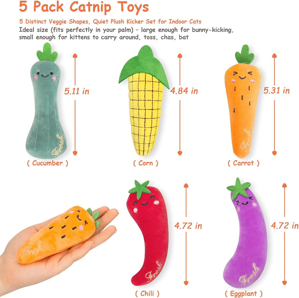 5Pcs Catnip Cat Toys for Indoor Cats Kitten, Cute Vegetable Shape