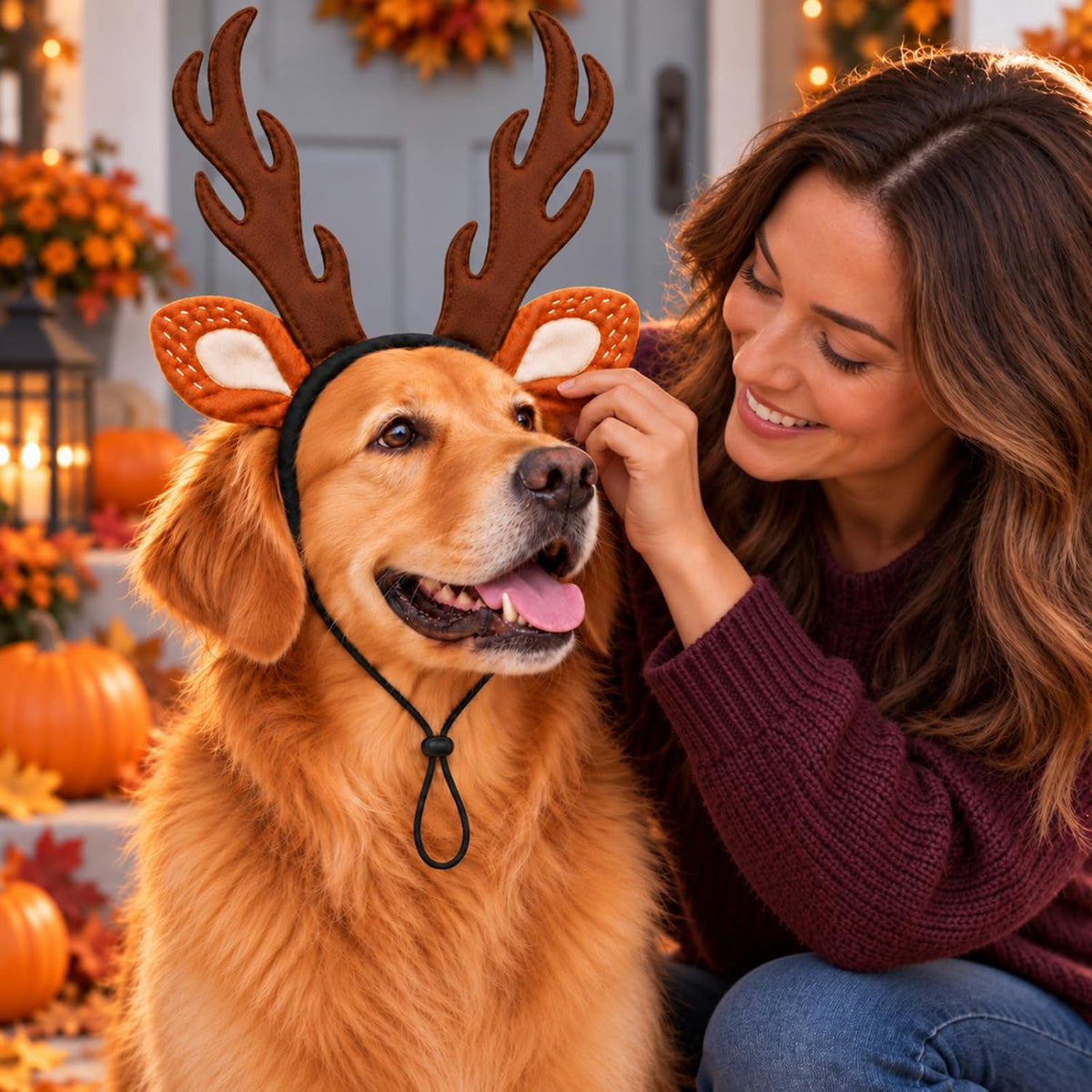 Dog Reindeer Antlers Deer Ear Headband Pet Halloween Christmas Costume