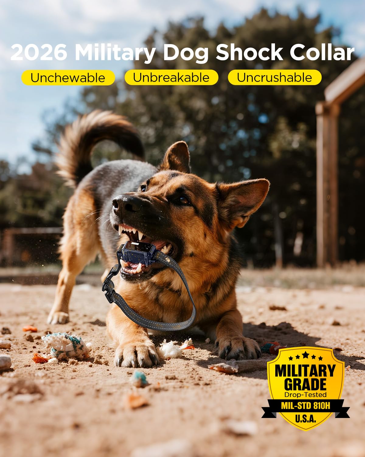 BLACKDOG Military Dog Shock Collar - 4200ft Dog Training Collar with Remote, 4 Training Modes, Flashlight & Strobe, 3-Month Battery, IP67 Waterproof Dog E Collar for All Breeds 5-150lbs (Dark Blue)