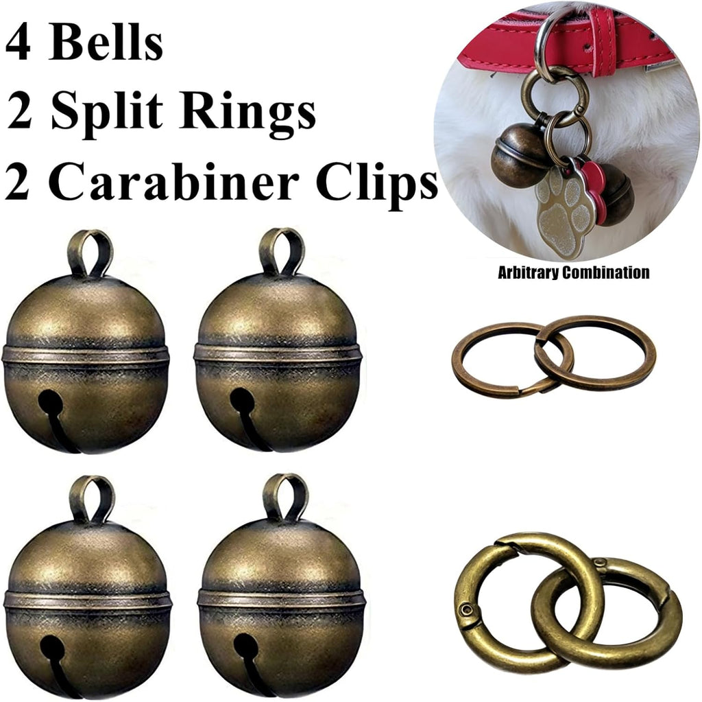 Dog Bells for Pet Tracking, 4 Extra Loud Dog & Cat Bells for Collar