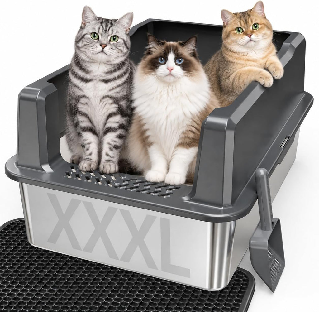 Stainless Steel Cat Litter Box with Lid, 26 x 18 x 12 in