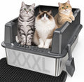 Stainless Steel Cat Litter Box with Lid, 26 x 18 x 12 in