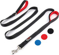 Dog Leash 8ft Long - Black - Traffic Padded Two Handle - Heavy Duty - Double Handles Lead for Control Safety Training - 