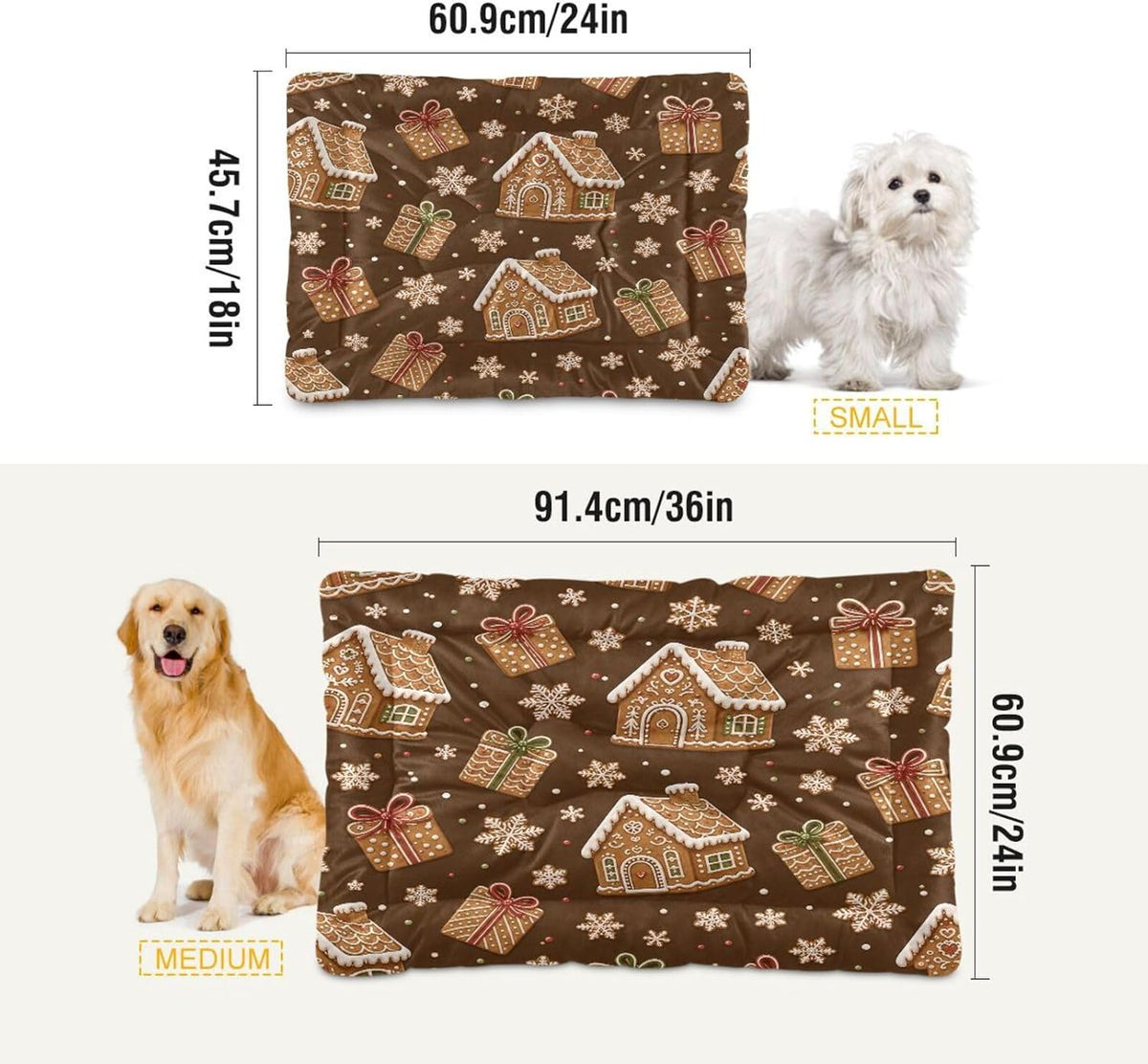Kigai Dog Bed Mat, Thick Plush Washable Crate Pad, 18 x 24 Inch