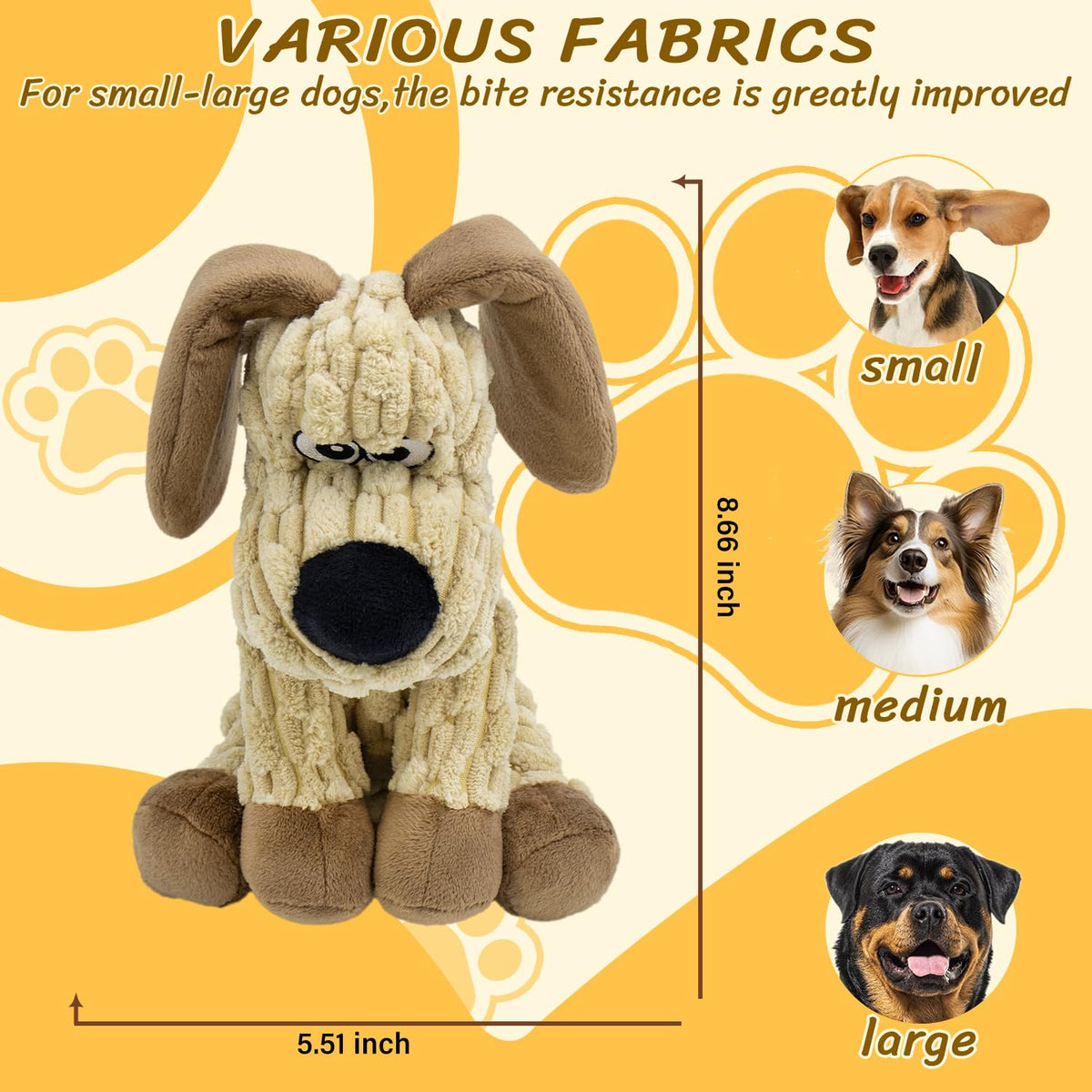 MeetYooo Squeaky Stuffed Dog Toys, Chew Dog for Large Medium Small Breeds