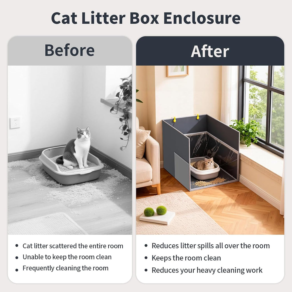 Waterproof Cat Litter Box Enclosure Splash Guard, 27.1"x21.6"x16.5"