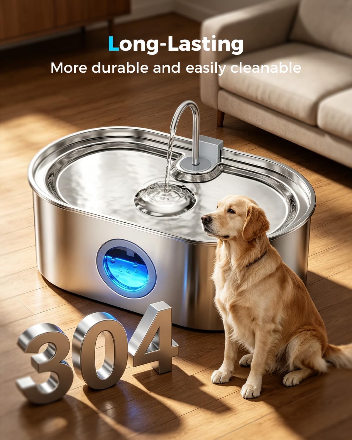 4.2Gal Extra Large Dog Water Fountain, Stainless Steel Pet Water Fountain