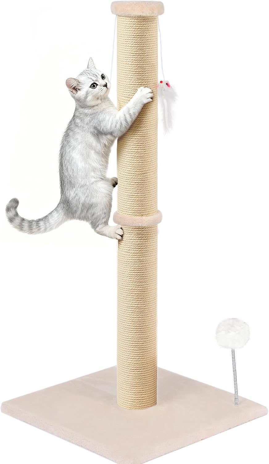 36'' Tall Cat Scratching Post for Indoor Cats with Sisal Post & Plush Toys