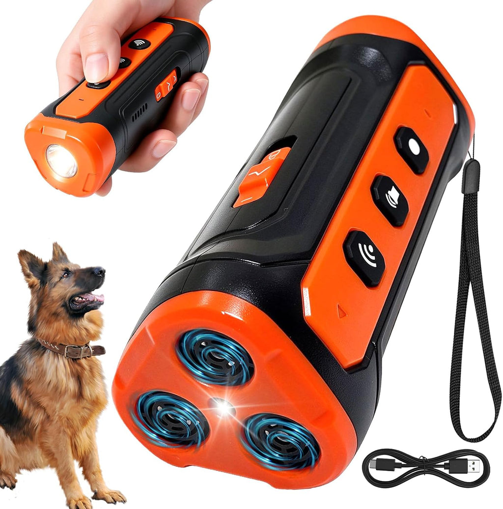 Anti-Bark Dog Training Device, Rechargeable Dog Deterrent with LED Flashlight & Audible Alarm Beep