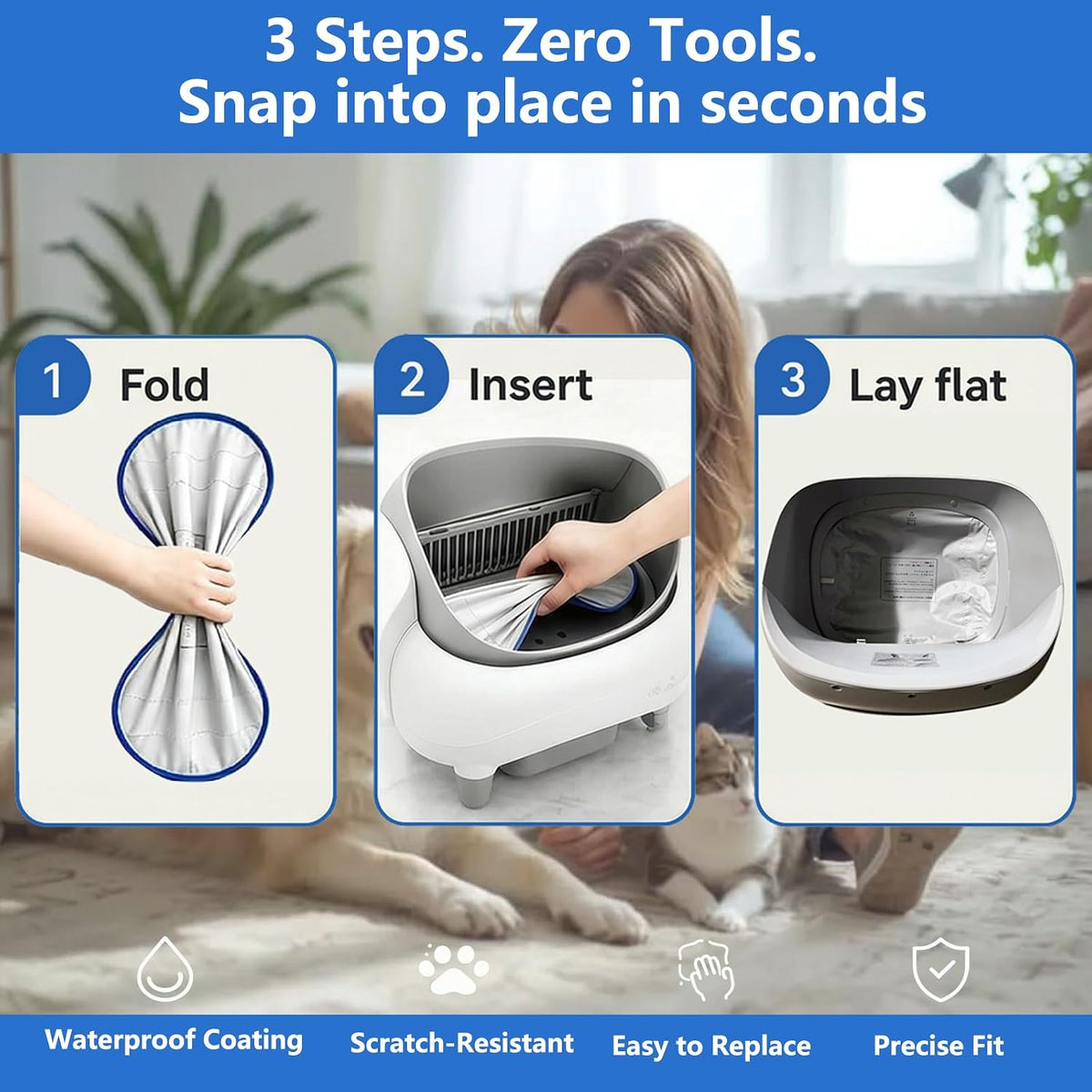 2PCS Waterproof Pads for PARUUNTYS Self Cleaning Litter Box