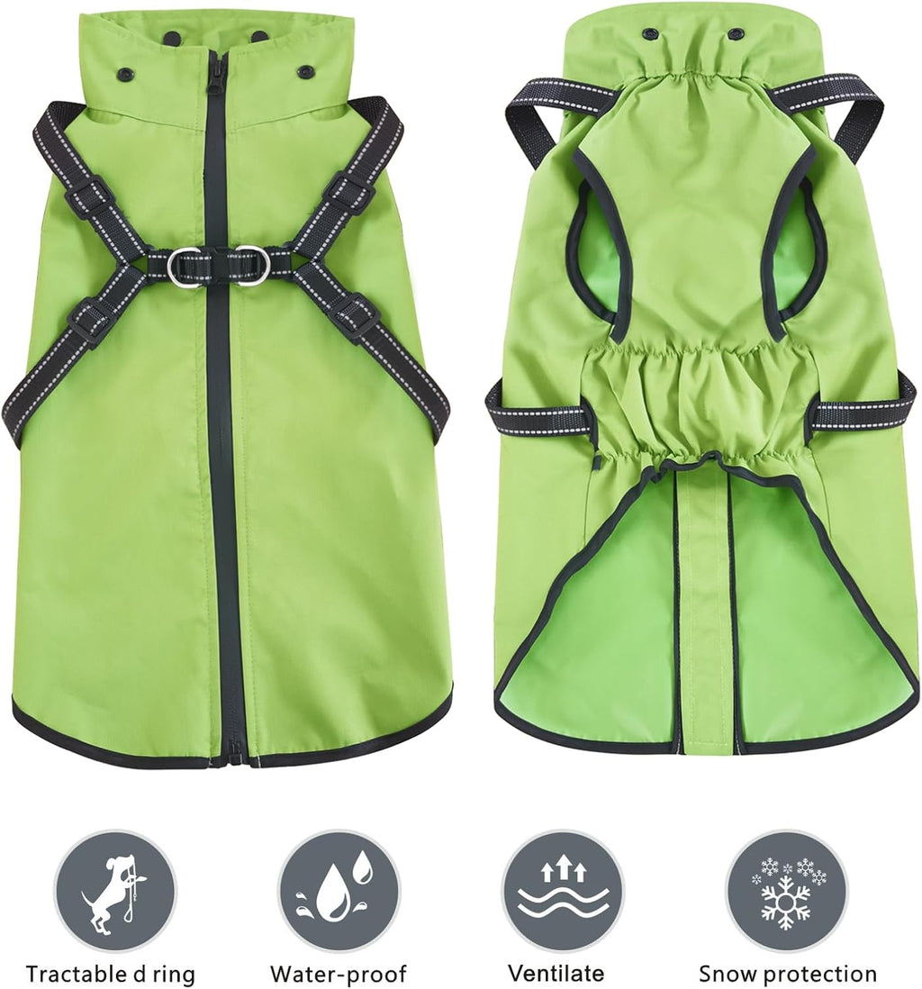 Dog Raincoat Waterproof Dog Hoodie Reflective Dog Raincoat Hooded Adjustable Rain Jacket for Small Medium Large Dogs Pup