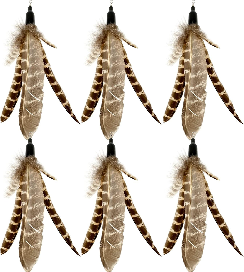 Cat Feather Toys Refills, 6 Pieces Handmade Da Bird Feathers Refill, Cat Wand Replacement Feather for Indoor Cats (B)