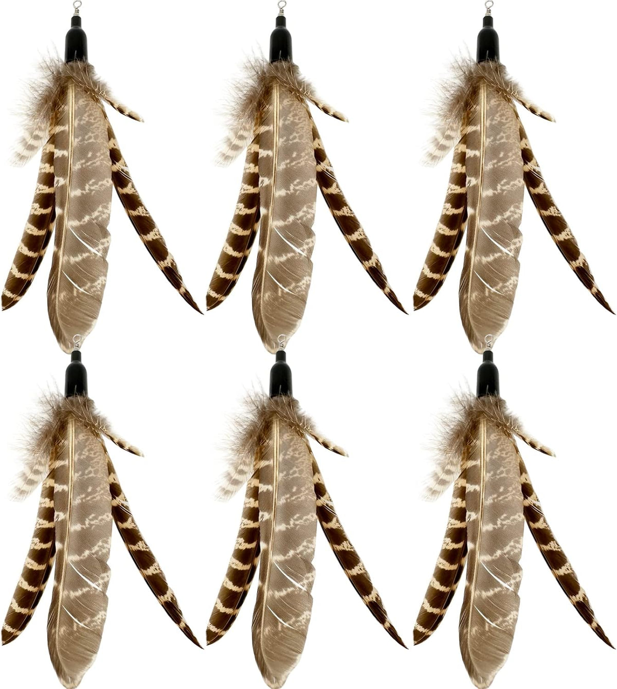 Cat Feather Toys Refills, 6 Pieces Handmade Da Bird Feathers Refill, Cat Wand Replacement Feather for Indoor Cats (B)