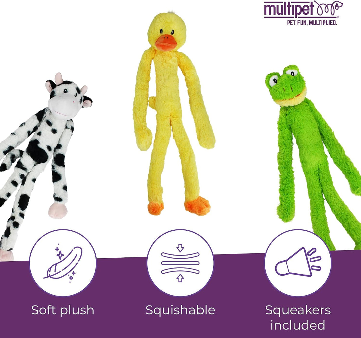 Multipet Swingin' Slevin Duck Dog Plush Toy - Squeaky Dog Toy
