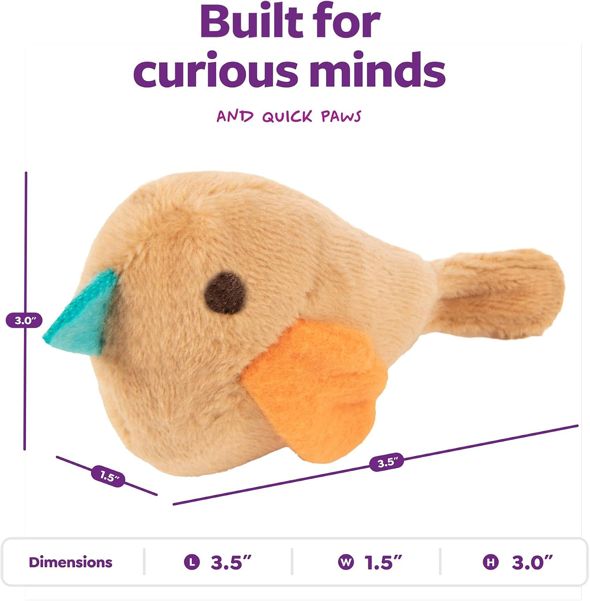 SmartyKat Chickadee Chirp Electronic Sound Cat Toy, Contains Catnip, Battery Powered - Light Brown, One Size