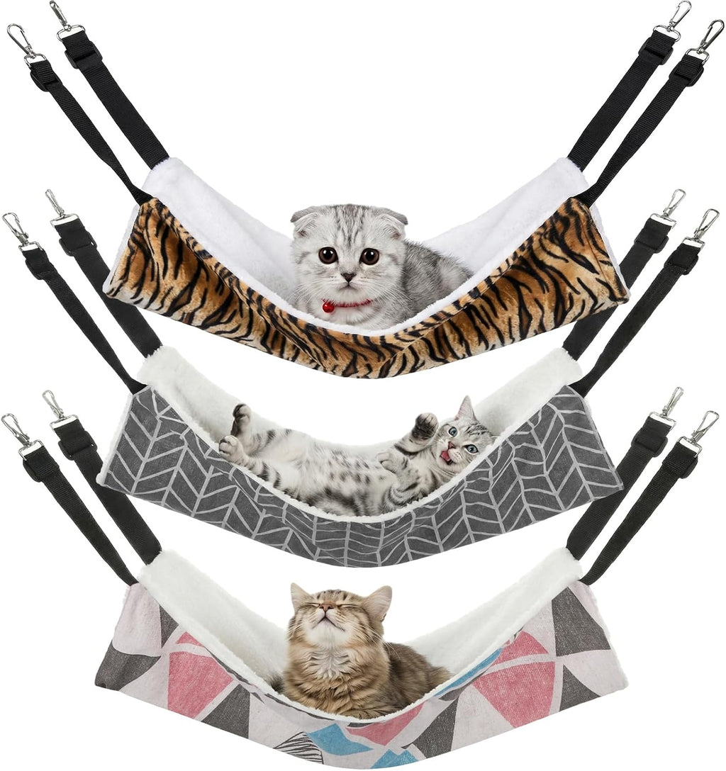BBTO 3 Pcs Reversible Hanging Hammock Soft Plush for Cat Ferret,Dot