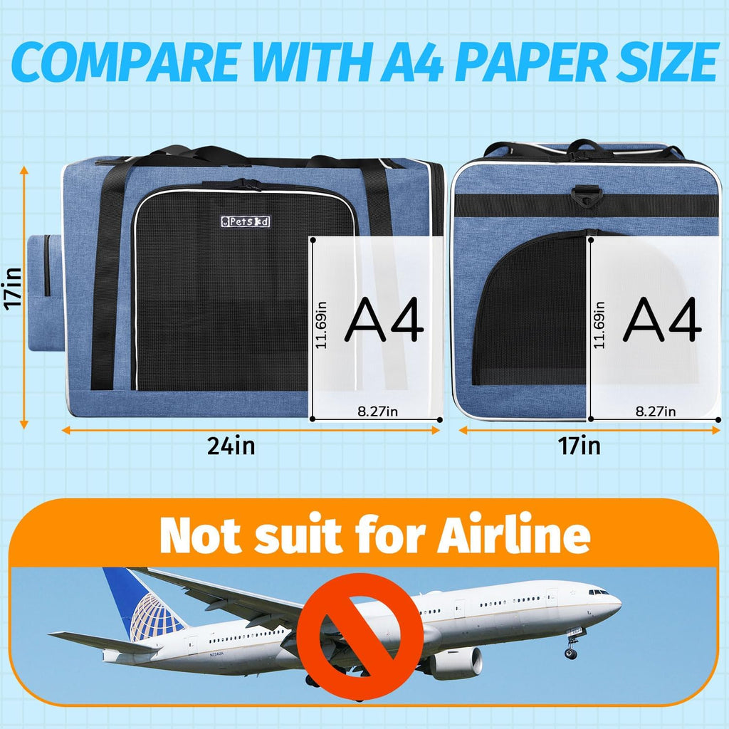 Extra Large Cat Carrier with Litter Box for Car Travel, Blue
