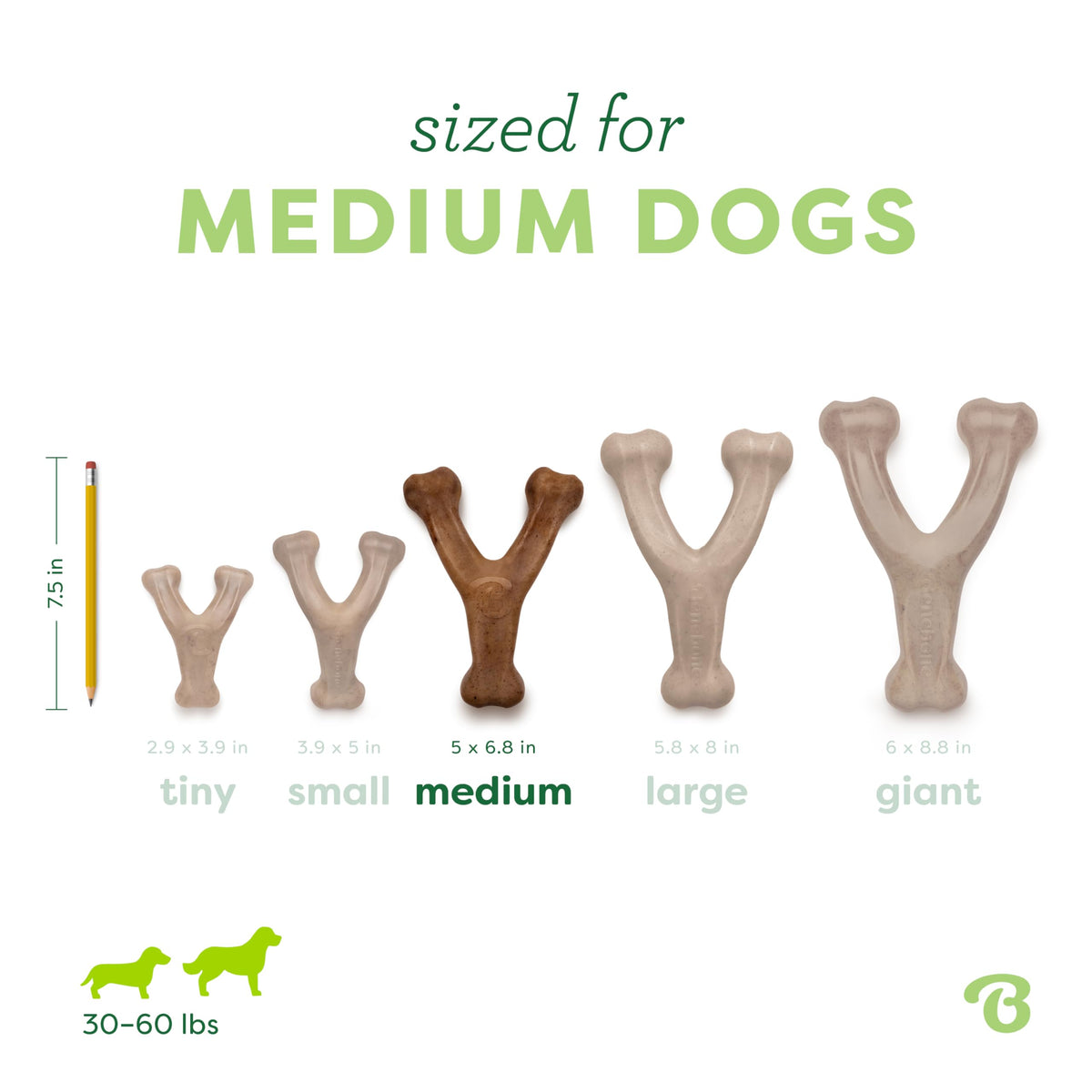 Benebone Wishbone Dog Chew Toy for Aggressive Chewers, Real Bacon, Medium