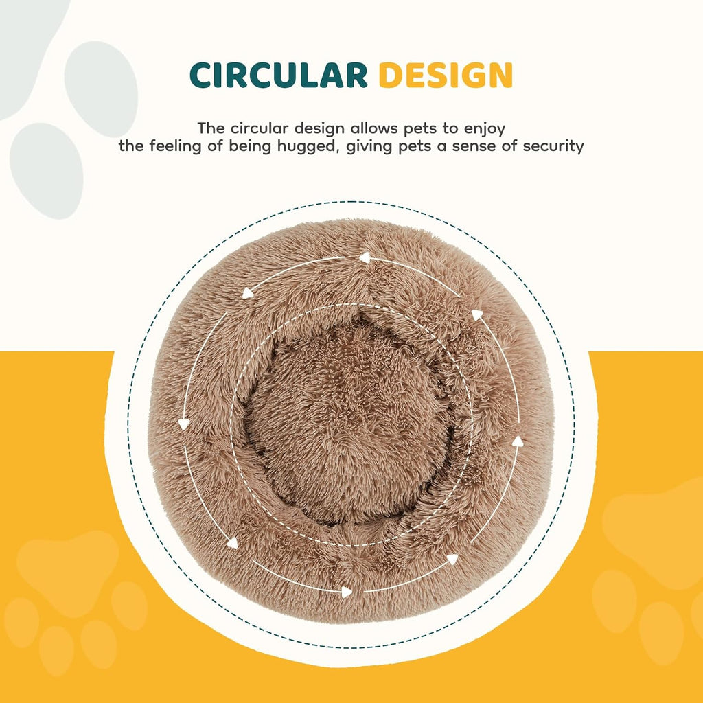 Sweetcrispy Large Dog Bed for Indoor, Calming Donut Bed for Dogs and Cats