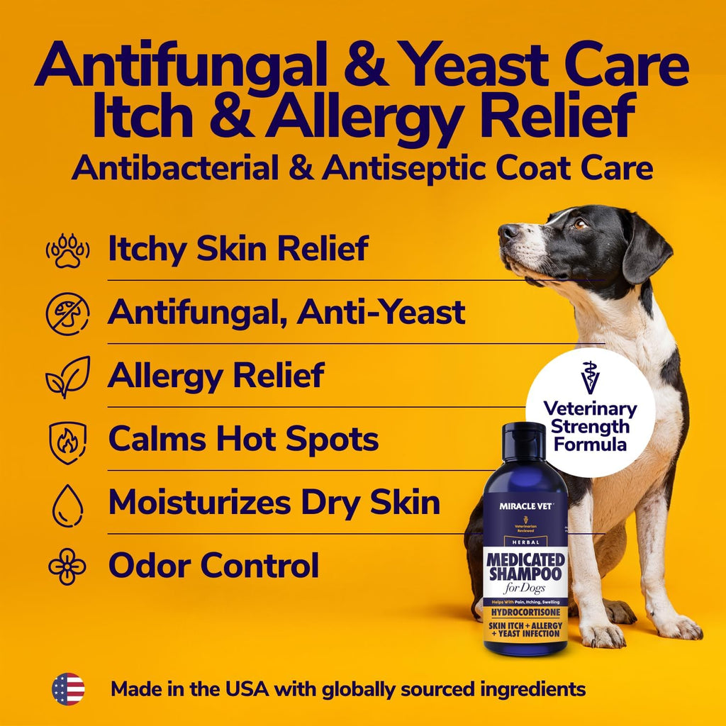 Miracle Vet Medicated Dog Shampoo for Itchy Skin Relief 8 fl oz