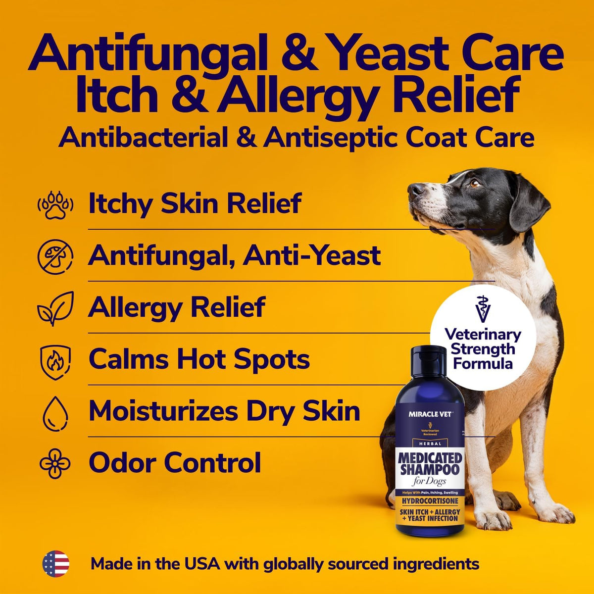 Miracle Vet Medicated Dog Shampoo for Itchy Skin Relief 8 fl oz