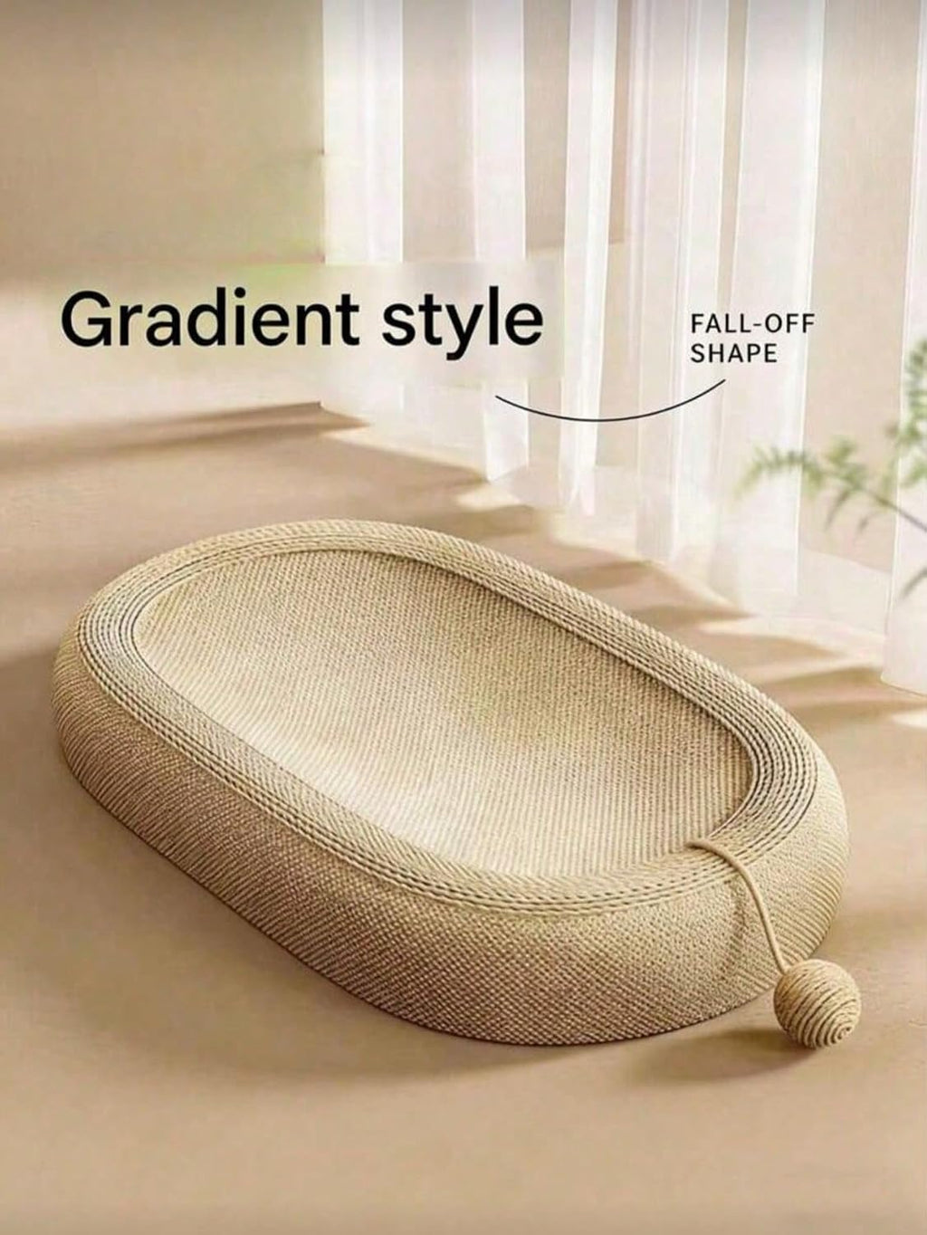 Cat Scratching Board Bed Oval with Sisal Rope, Indoor Resting Mat