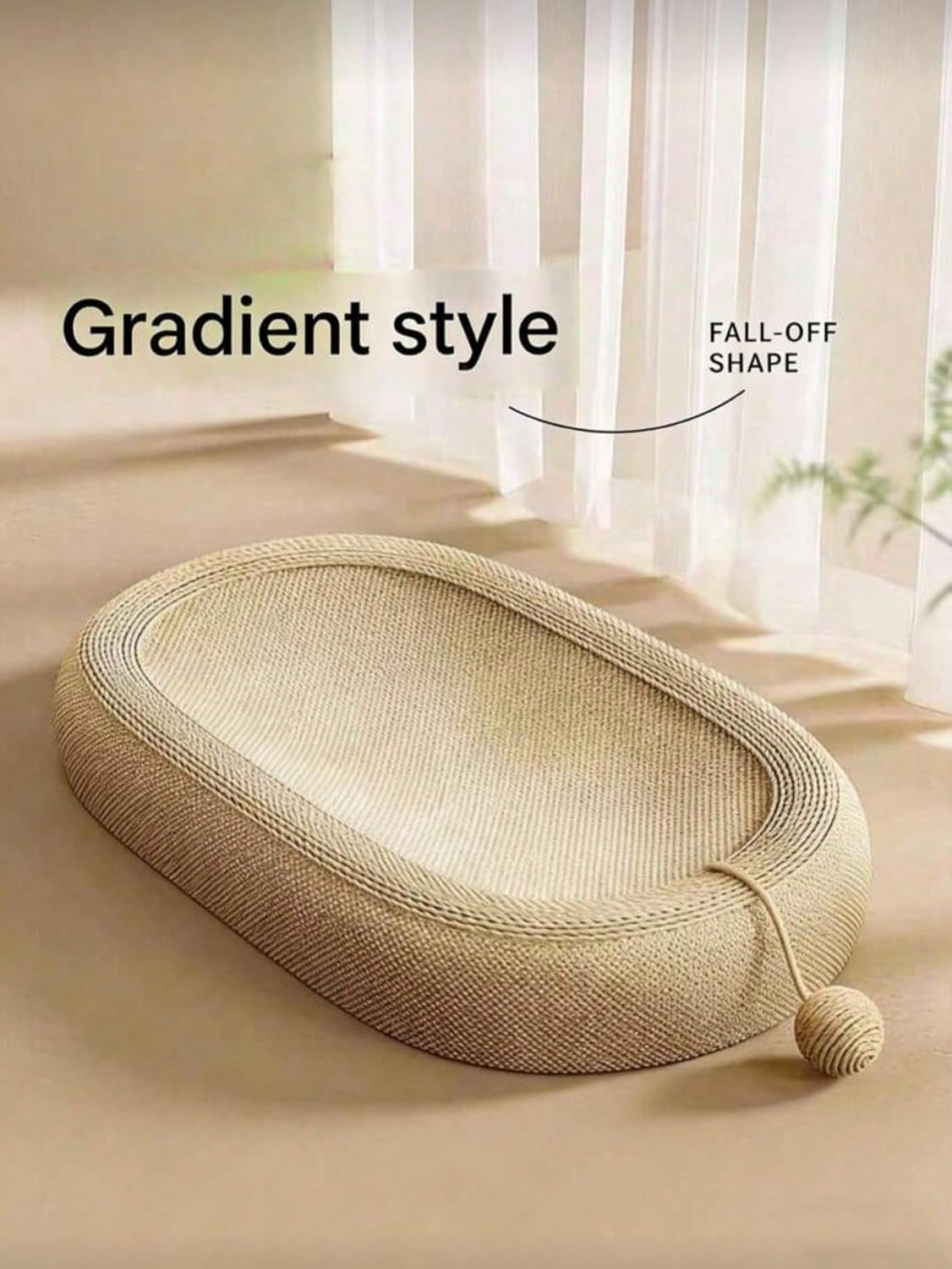 Cat Scratching Board Bed Oval with Sisal Rope, Indoor Resting Mat