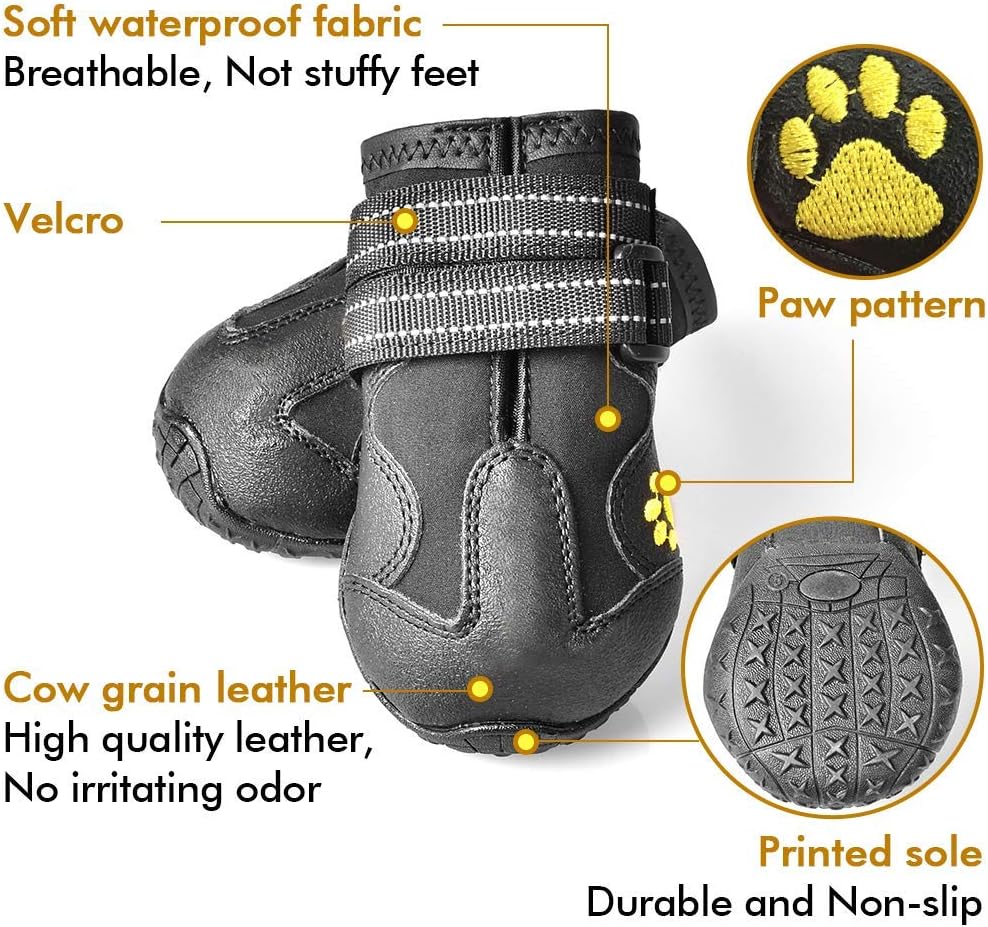 XSY&G Dog Shoes for Hot Pavement, Dog Snow Booties for Medium to Large Dogs