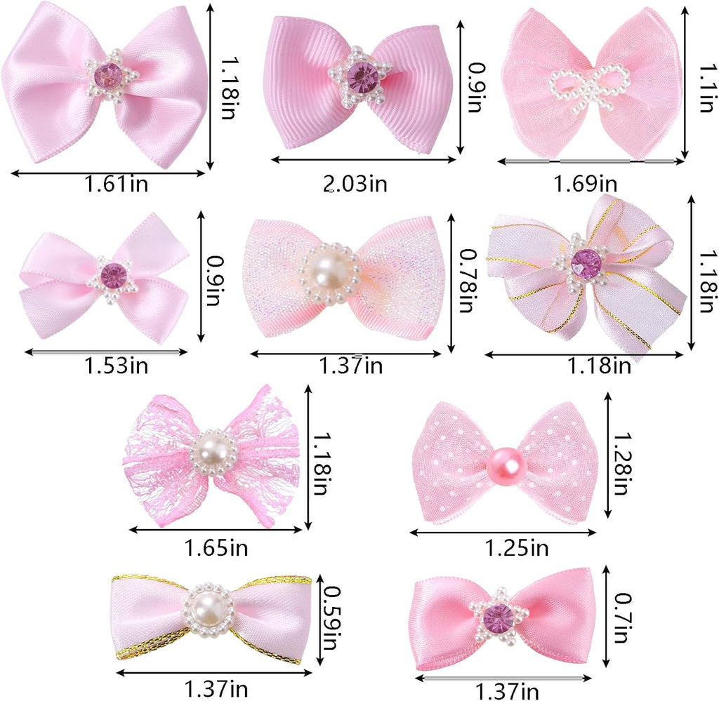 20PCS Cute Dog Hair Bows with Rubber Bands Handmade Mix Style for Puppy