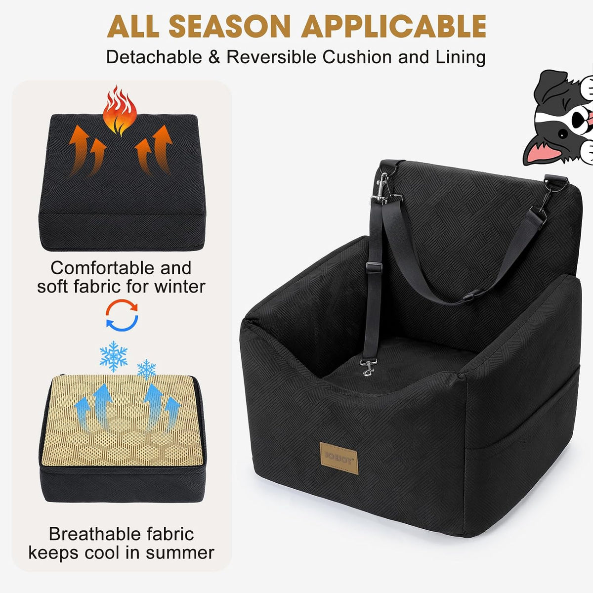 JOEJOY Dog Car Seats for Small Medium Dogs Under 35lbs, Dog Booster Seat with Detachable Washable Cover and Cushion, Mem