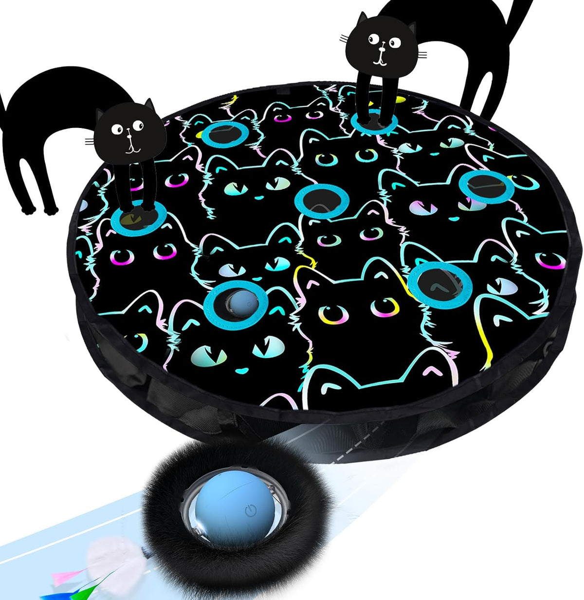 ORSDA Cat Toys, Interactive Fast Rolling Ball in Pouch, Hide and Seek for Indoor Cats, Motion Chirping Activated Moving 