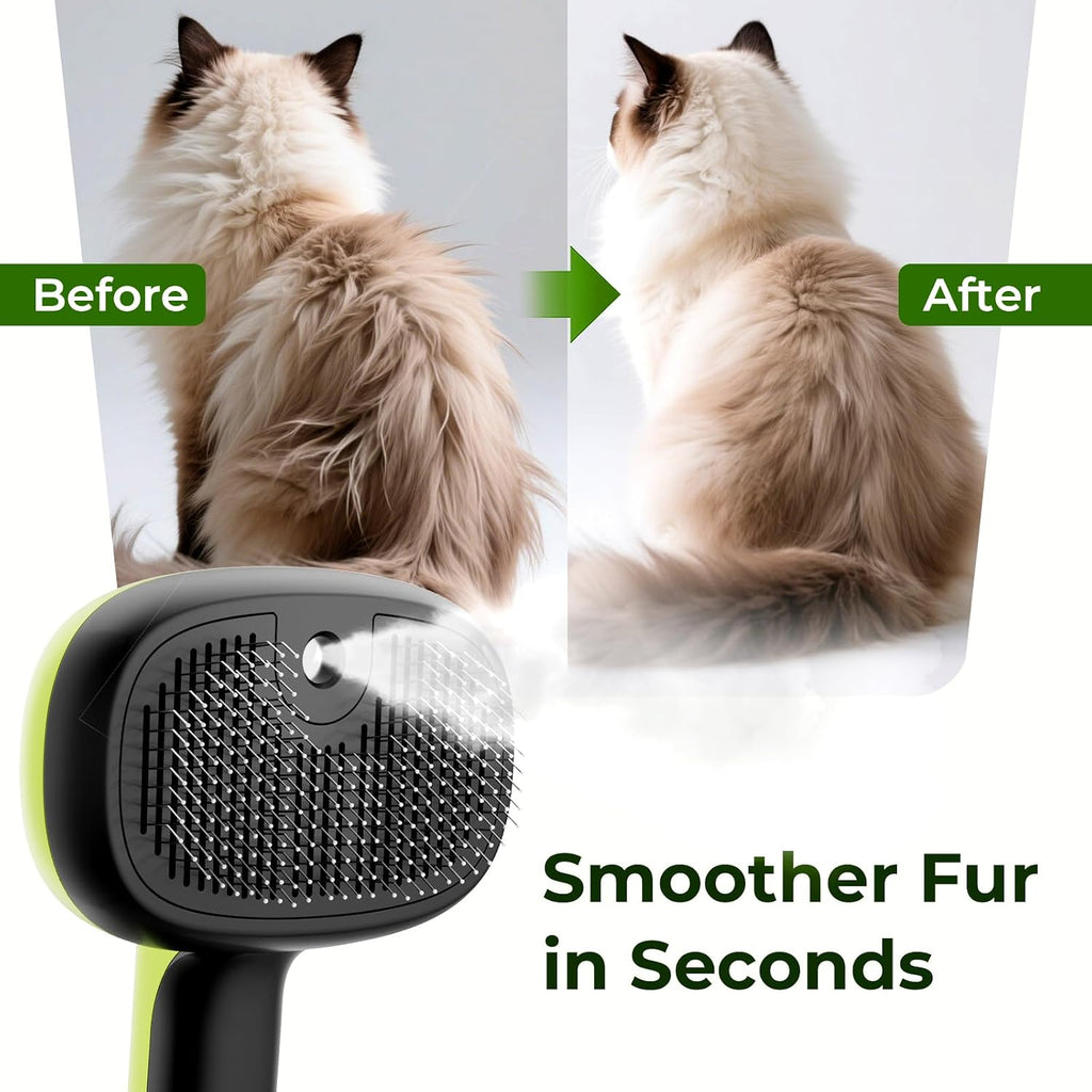 Pecute Self-Cleaning Steam Dog Cat Brush & Leave-in Conditioner, Cool Mist