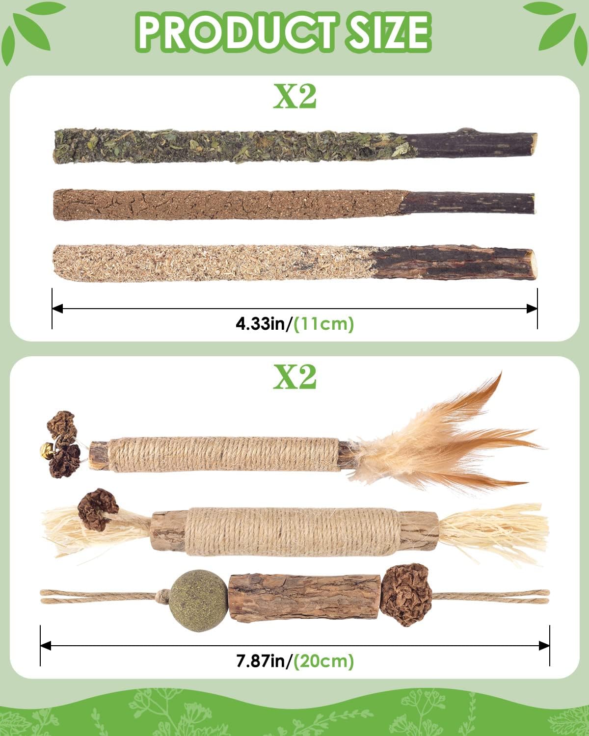 Catnip Chew Toys for Cats, 12 Pack Natural Silvervine Sticks