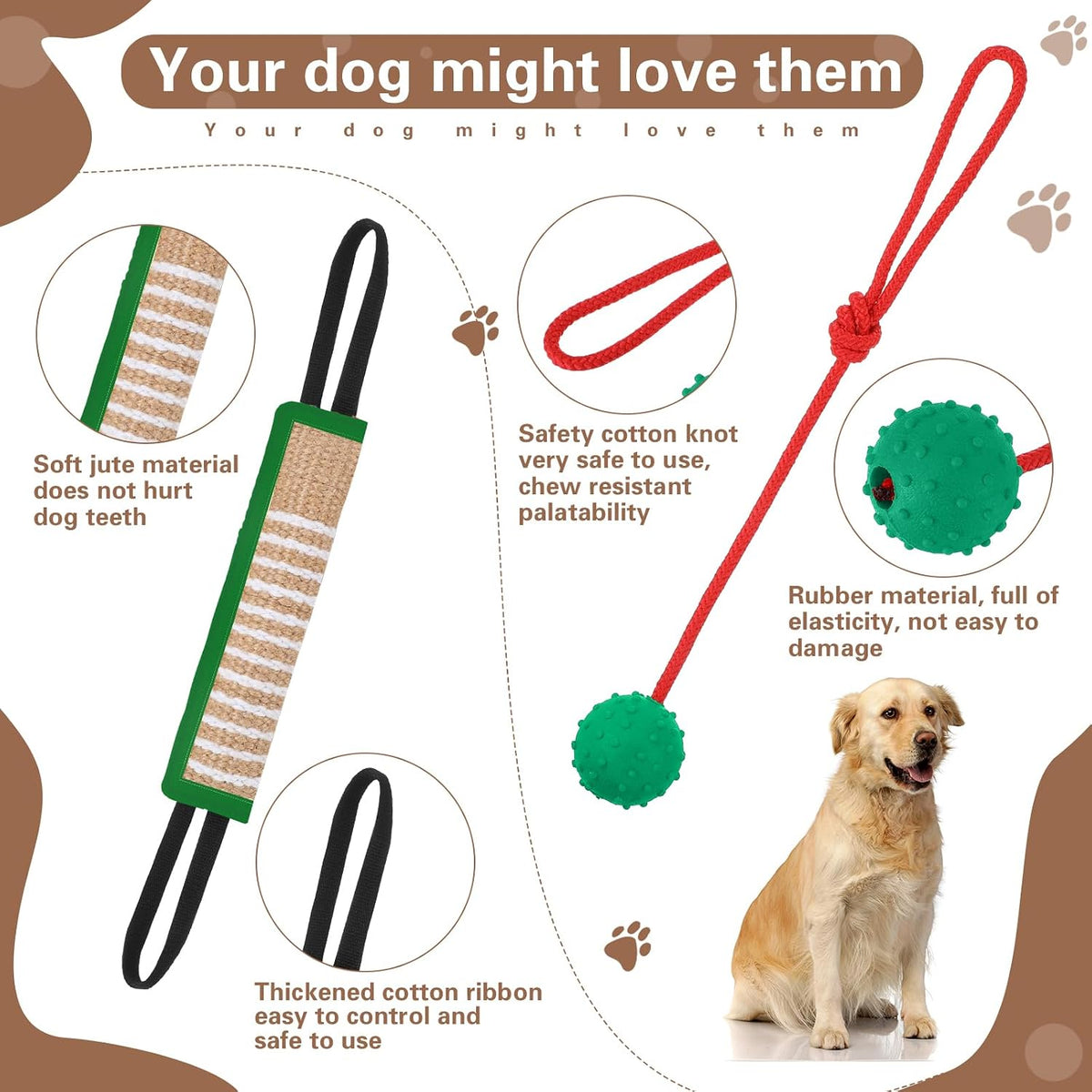 Leyndo 4 Pcs Dog Training Sleeve Set with Tug Pillow Stick Ball, Green