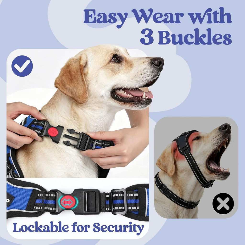 rabbitgoo Dog Harness for Large, Updated Easy On & Off with 3 Buckles