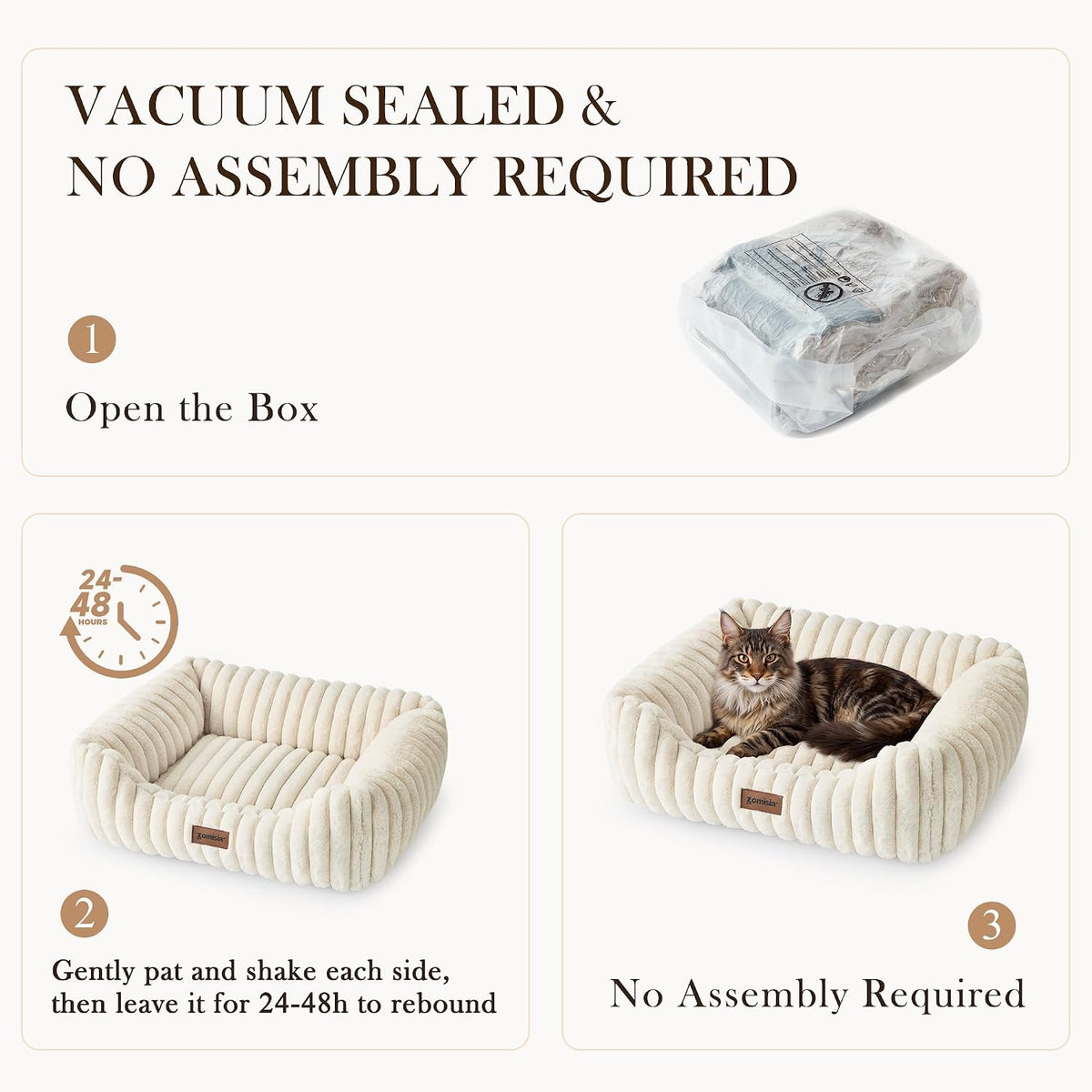Orthopedic Large Cat Bed with Removable Washable Cover, 25x21''
