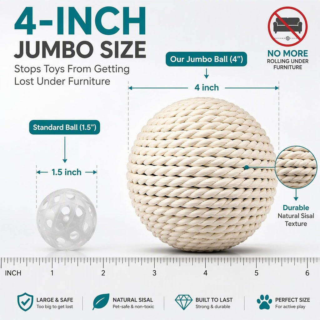 4 Inch Sisal Cat Toy Ball for Indoor Cats