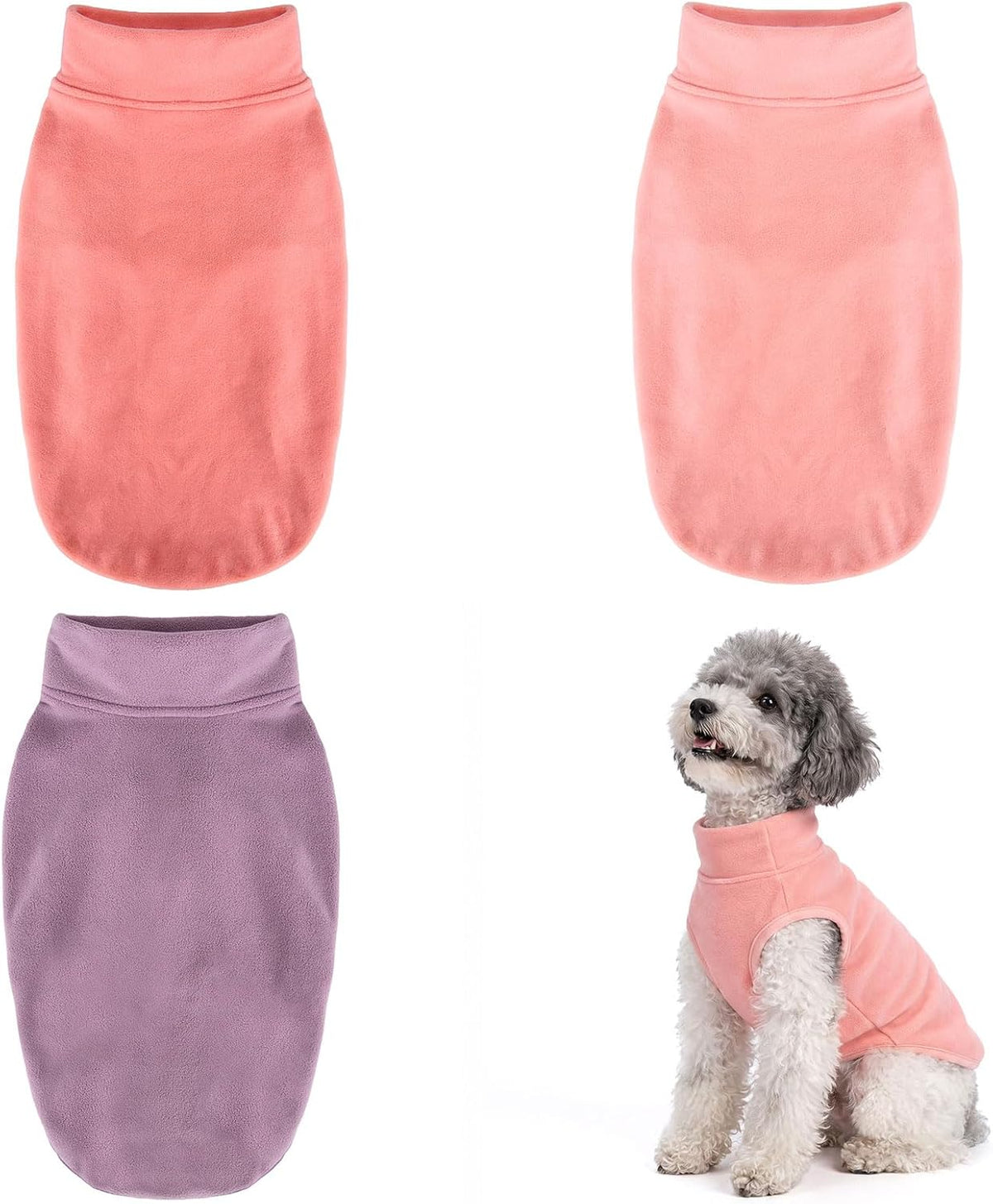GYALAPERI 3 Pack Fleece Dog Sweaters for small dogs, Stretch Pullover Vest