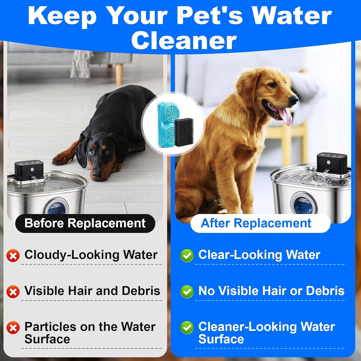 8 Pcs Dog Water Fountain Filter Compatible with Selene 4.0L/134oz Fountains
